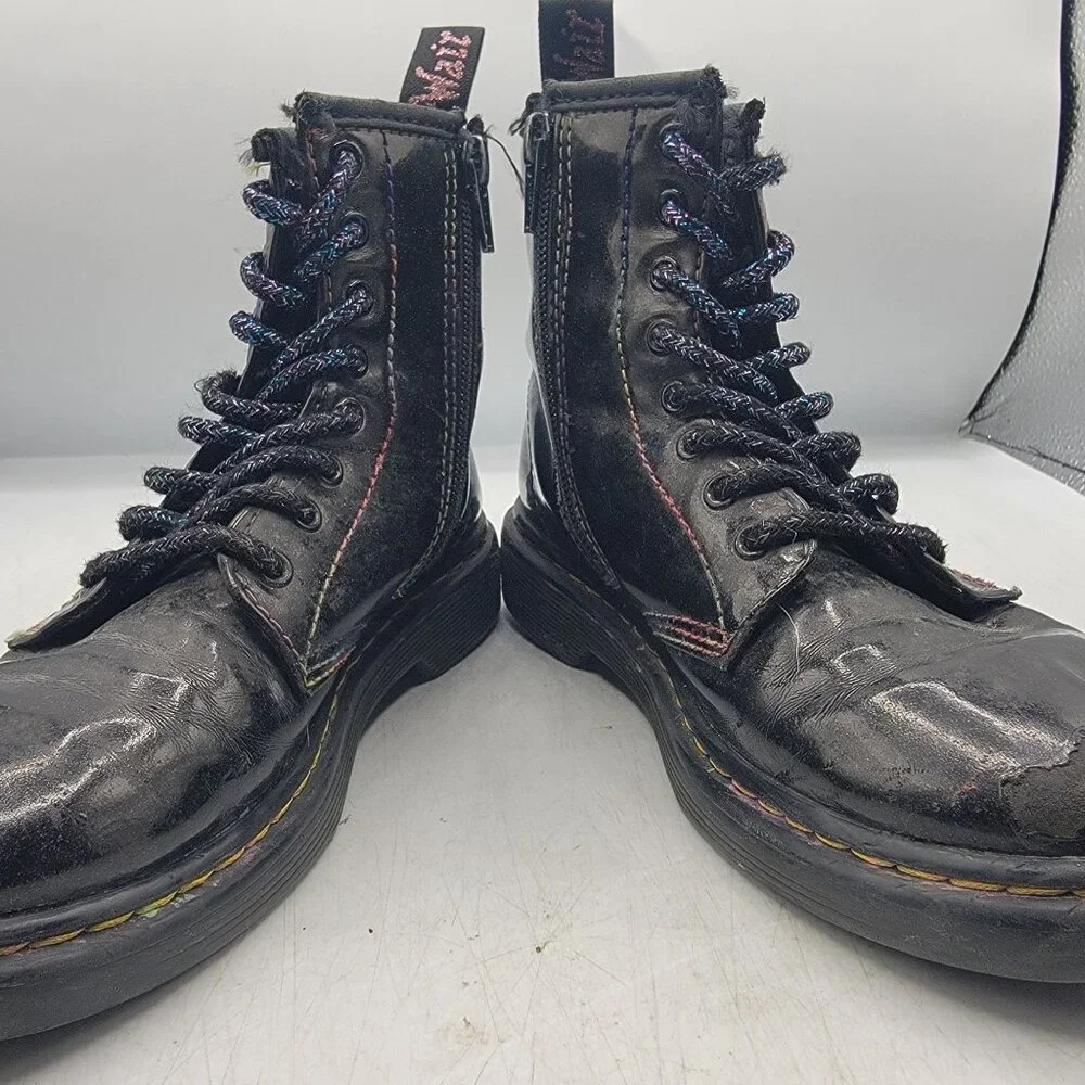 Dr Martens Doc Martens Kids Size 1 Black Sparkle Ray Boots Casual School Comfort